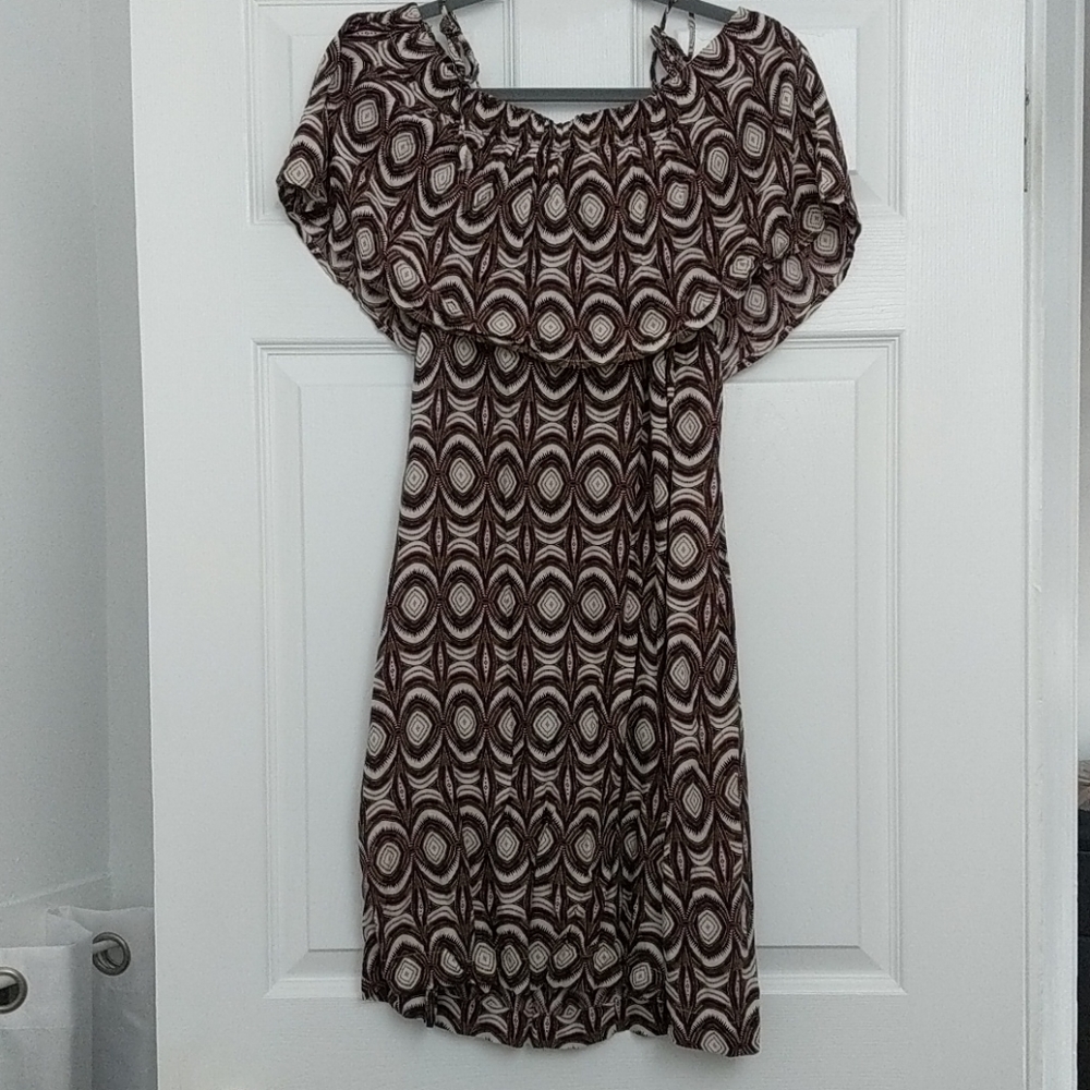 Off the shoulder mini dress.